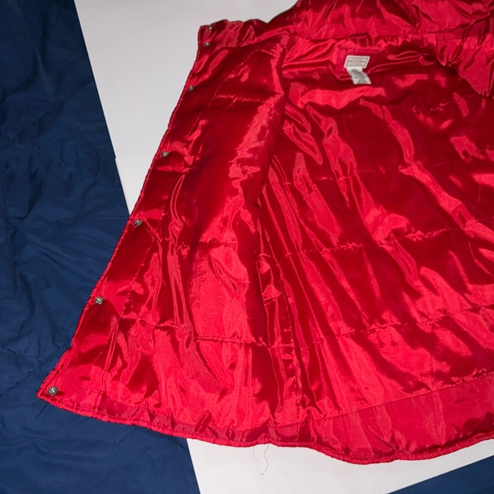 Red with Super Dark Midnight Blue & White Strips Puffy Vest Jacket - Picture 6 of 16